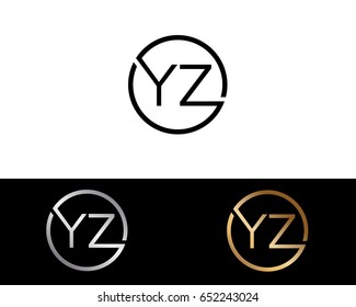 Yz Logo. Letter Design Vector with Red and Black Gold Silver Colors

