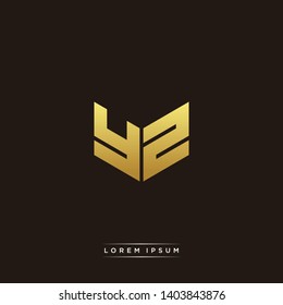 YZ Logo Letter Initial Logo Designs Templete with Gold and Black Background