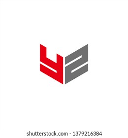 YZ Logo Letter Initial With Red and Grey Colors