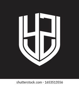 YZ Logo monogram with emblem shield design isolated on black background