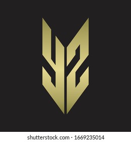 YZ Logo monogram with emblem style isolated with gold colors