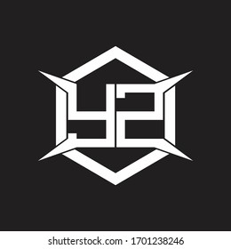 YZ Logo monogram with hexagon and four taper shape design template