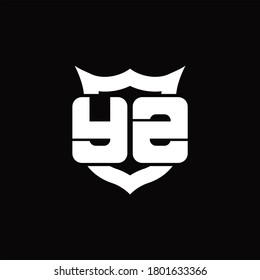 YZ Logo monogram with shield around crown shape design template