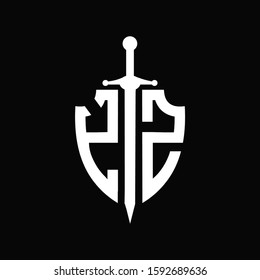 YZ logo with shield shape and sword