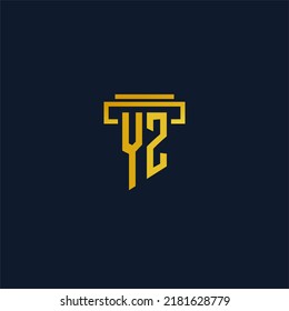 Logotipo inicial de monograma YZ para la firma de abogados con diseño de hitos