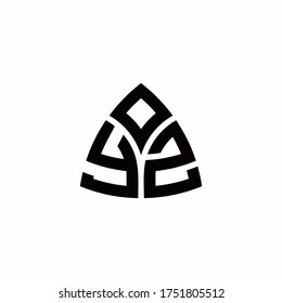 YZ monogram logo with modern triangle style design template isolated on white background