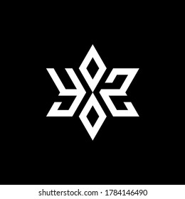 YZ monogram logo with star shape and luxury style design template