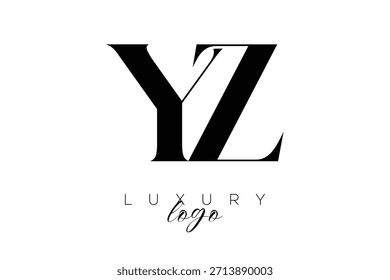 YZ  Serif Letter Monogram Typography Logo for Elegant Premium Branding Identity
