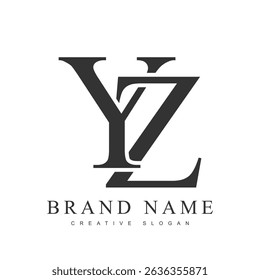 YZ trendy logotype template. Initial letter y and z classic font style. Creative logo for company name or identity. Vector illustration.