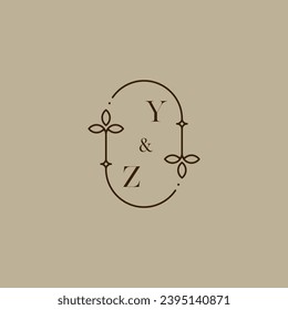 YZ wedding initial logo in high quality professional design that will print well across any print media
