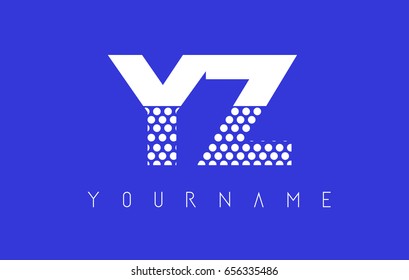 YZ Y Z Dotted Pattern Letter Logo Design Vector with Blue Background.