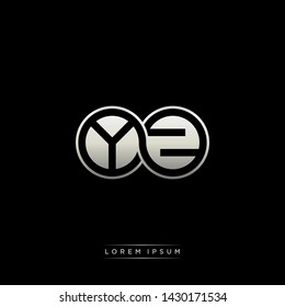 YZ Y Z initial letter linked circle capital monogram logo modern template silver color edition