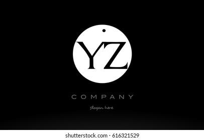 YZ Y Z simple black white circle background alphabet company logo design vector icon template