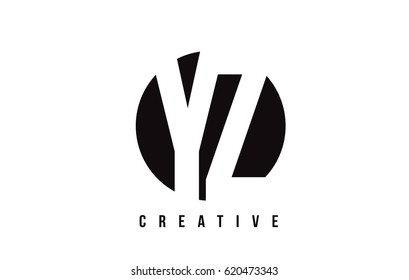 YZ Y Z White Letter Logo Design with Circle Background Vector Illustration Template.