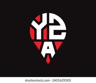 YZA letter location shape logo design