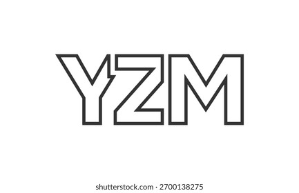 YZM logo design template with strong and modern bold text. Initial based vector logotype featuring simple and minimal typography. Trendy company identity ideal for businesses brand presence.