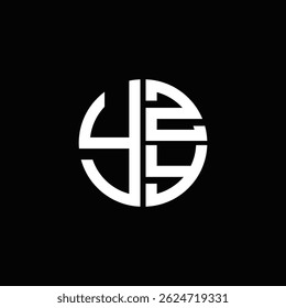 YZY logo YZY icono YZY monograma YZY letra minimalista Círculo plano Diseño de logotipo abstracto moderno único.
