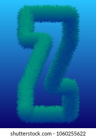 "Z" 3D Fur Effect Typographic Icon On Color Background. Graphic Font For Your Design Background. Design Concept For Graphic, Banners, Presentations, Wallpaper. Vector Illustration.  Eps10