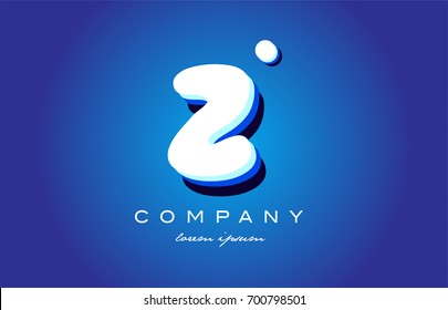 Z 3d letras azul blanco logo Vector empresa creativa icono diseño Plantilla blanco moderno