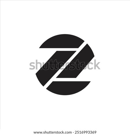 Z abstract initial letter, circle shape, negative space, creative icon logo design