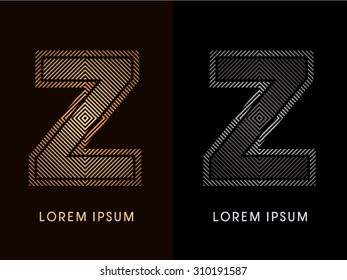 Z ,abstract luxury font, Designed using gold and black line square, geometric shape, graphic vector. 