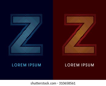 Z ,abstract luxury font, Designed using cool and hot colors, line square, geometric shape, graphic vector.