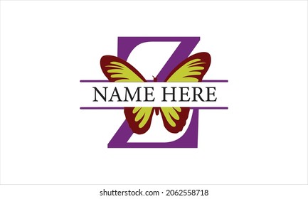 Z Alphabet Butterfly abstract monogram vector logo template