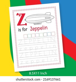 A to Z alphabet letter with easy word tracing and coloring book for preschool or kindergarten kids. A-Z Word tracing and coloring activity log sheet for Kindergarten and preschool kids