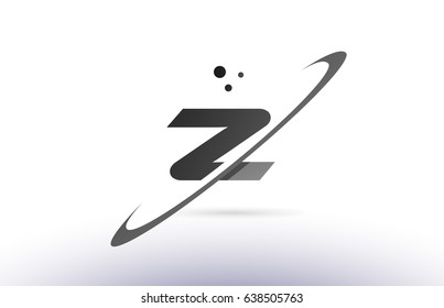 z alphabet letter logo black white grey swoosh creative text dots company vector icon design template