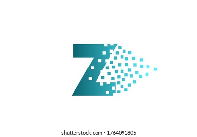 Z alphabet letter logo icon for business and company. Green eroded pixel design for corporate identity