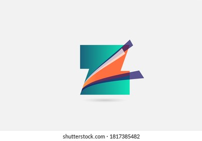 Z alphabet letter logo icon template. Creative line design for business and company in orange green colour