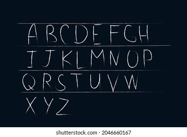 Lettres alphabétiques de A à Z écrites à la craie sur le tableau