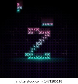 Z Alphabet in Pixel art, 8bit game, Synth wave style, 80s-90s