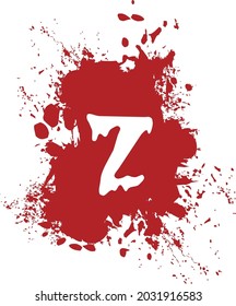 Z - Alfabeto con efecto salpicadura y pulverización y fondo rojo.