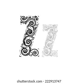 Z alphabet typography floral vector