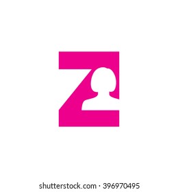 Z alphabet woman avatar business letter logo pink