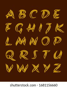 Diseño gráfico de fuente de alfabetos de A a Z, como el trazo de pincel.