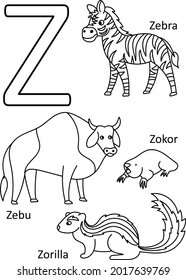 Z animals names, Alphabet coloring for kids, Alphabet animals coloring page, ABC coloring, Preschool education