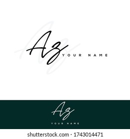 A Z AZ Initial letter handwriting and signature logo.	
