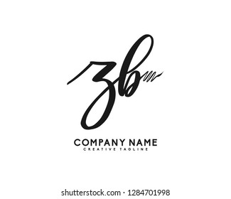 Z B Initial Handwriting Logo Template Vector