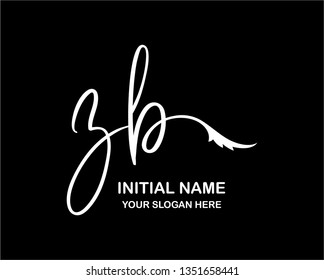 Z B Initial Handwriting Logo Template