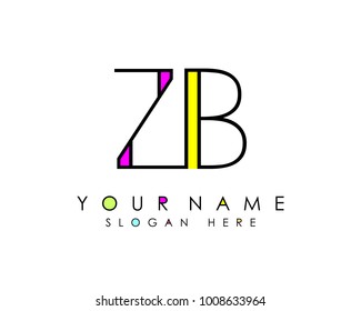 Z & B initial minimalist logo template vector