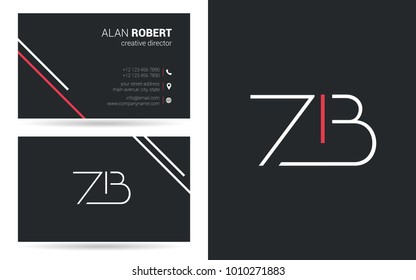 Z & B joint logo stroke letter design vector with business card template
