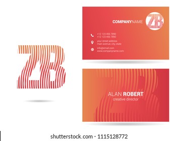 Z & B waves letter joint logo with business card template