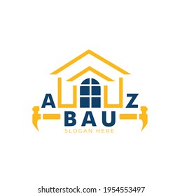 A To Z Bau Flat Modern Minimalist Construction Logo Design Template