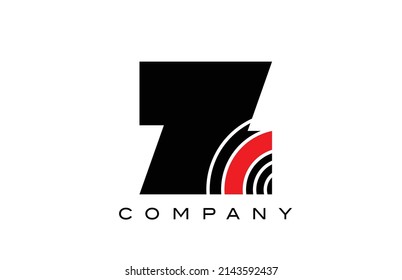 Z black and red geometric alphabet letter logo icon design. Creative template for company and business