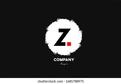 Z black red white alphabet letter logo icon with grunge design for business and company