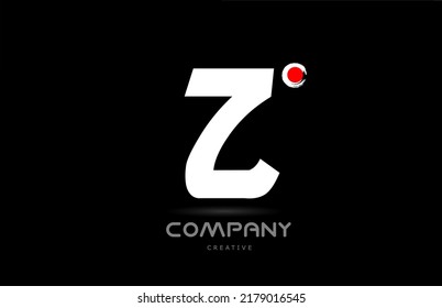 Z black and white alphabet letter logo icon design with japanese style lettering. Creative template for company and business with red dot