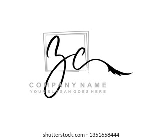 Z C Initial Handwriting Logo Template