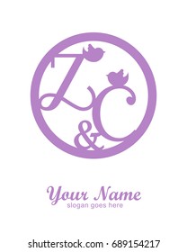 Z C initial wedding decorative logo template